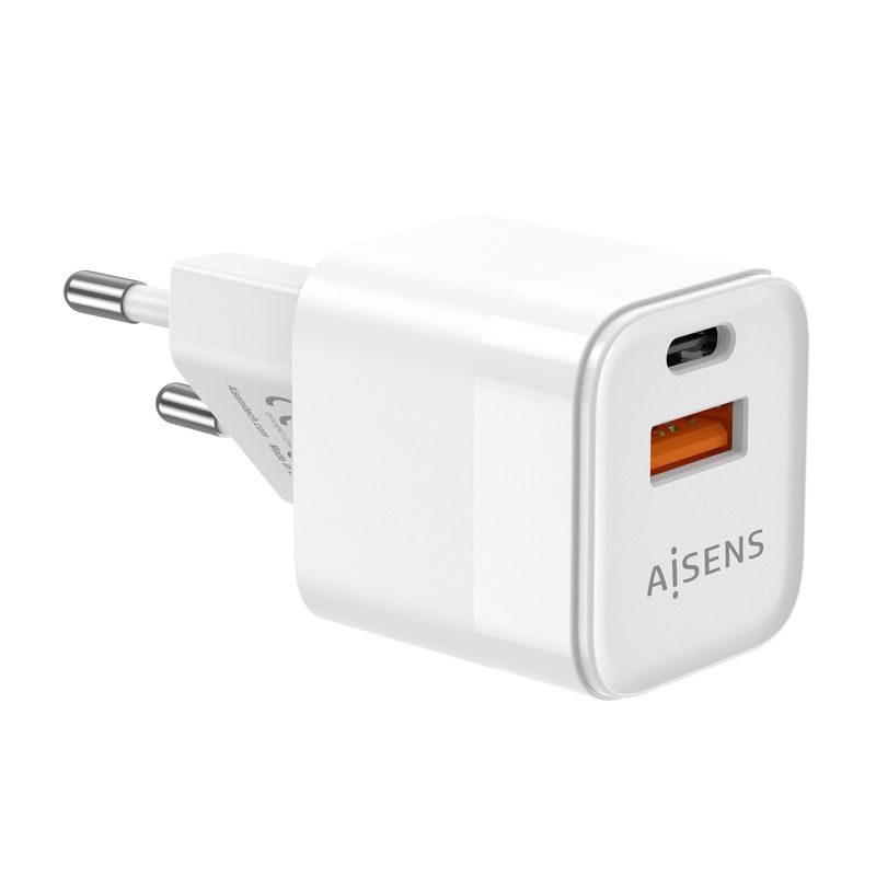 Caricabatterie-Aisens-GAN-20W---1xUSB-C-PD3.0-QC4.0---1xUSB-A-QC3.0---Bianco