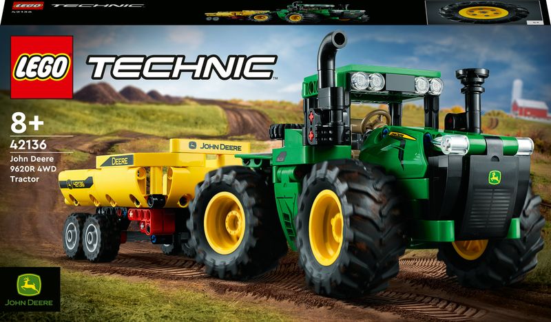 LEGO-Technic-42136-John-Deere-9620R-4WD-Tractor-Giochi-Creativi-Trattore-con-Rimorchio-Replica-Modello-da-Costruzione