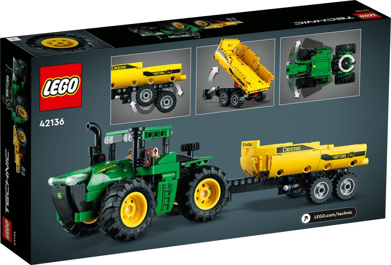 LEGO-Technic-42136-John-Deere-9620R-4WD-Tractor-Giochi-Creativi-Trattore-con-Rimorchio-Replica-Modello-da-Costruzione