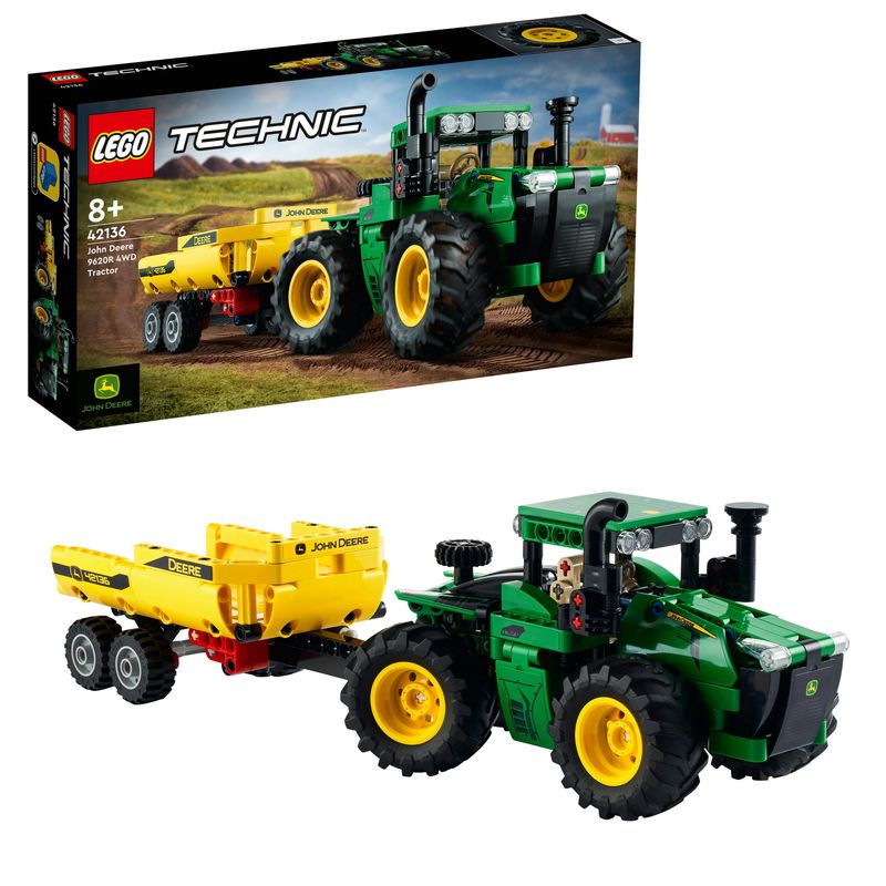 LEGO-Technic-42136-John-Deere-9620R-4WD-Tractor-Giochi-Creativi-Trattore-con-Rimorchio-Replica-Modello-da-Costruzione