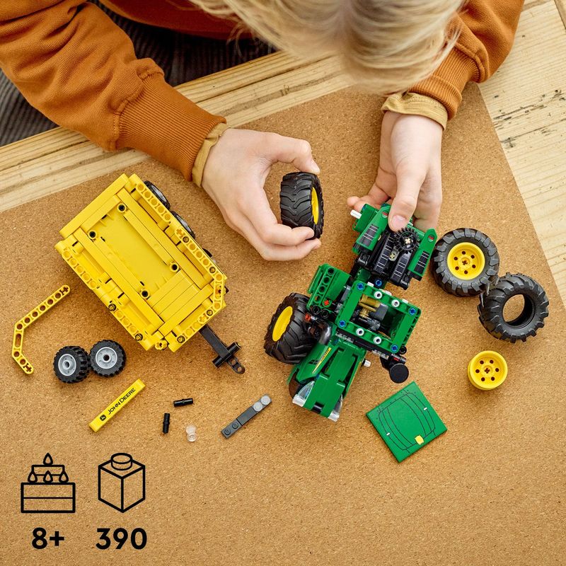 LEGO-Technic-42136-John-Deere-9620R-4WD-Tractor-Giochi-Creativi-Trattore-con-Rimorchio-Replica-Modello-da-Costruzione