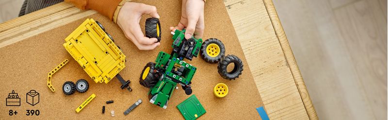 LEGO-Technic-42136-John-Deere-9620R-4WD-Tractor-Giochi-Creativi-Trattore-con-Rimorchio-Replica-Modello-da-Costruzione