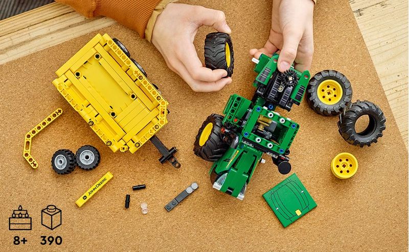 LEGO-Technic-42136-John-Deere-9620R-4WD-Tractor-Giochi-Creativi-Trattore-con-Rimorchio-Replica-Modello-da-Costruzione