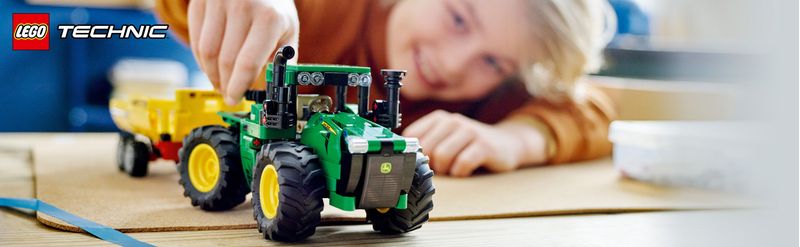 LEGO-Technic-42136-John-Deere-9620R-4WD-Tractor-Giochi-Creativi-Trattore-con-Rimorchio-Replica-Modello-da-Costruzione