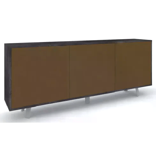 BricoShop24 Credenza Soggiorno 3 Ante Push-Pull 177x41x74 cm Nero e Ruggine