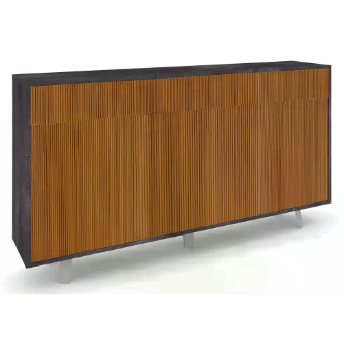 BricoShop24 Mobile Soggiorno 164x41x92 cm 3 Ante 3 Cassetti Nero e Rovere