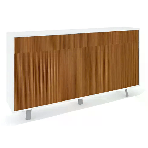 BricoShop24 Credenza Moderna 164x41x92 cm 3 Ante 3 Cassetti Bianca e Rovere