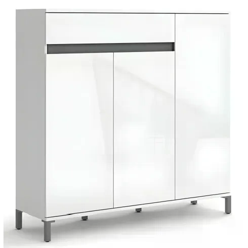 BricoShop24 Scarpiera Bianca 120x115 cm 3 Ante 1 Cassetto Salvaspazio