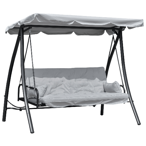 Outsunny Dondolo da Giardino 3 Posti con Tetto Reclinabile, Convertibile in Letto, 209x114x170cm, Grigio