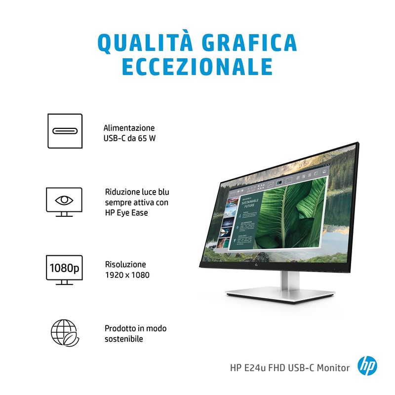 HP-E24u-G4-605-cm--23.8---1920-x-1080-Pixel-Full-HD-LCD-Nero-Argento
