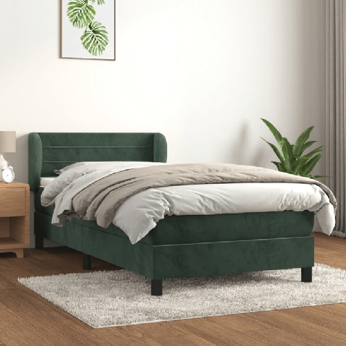 VidaXL Giroletto a Molle con Materasso Verde Scuro 80x200 cm Velluto