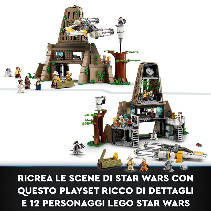 LEGO-75365-Star-Wars--A-New-Hope-Base-Ribelle-su-Yavin-4-con-10-Minifigure-2-Droidi-Starfighter-Y-wing-e-Sala-Comando