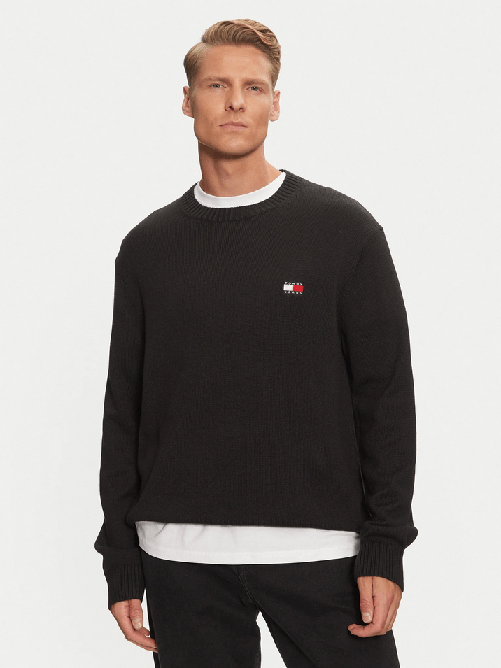 TOMMY JEANS MAGLIONE MAGLIONI MAGLIE UOMO TOMMY JEANS DM0DM20706 LANA NERO ORIGINALE AI 2025
