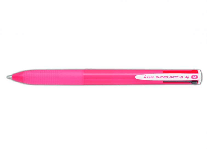 Boligrafo-pilota-di-sfera-retrattile-Super-Grip-G4---4-colori---Punta-10-mm---Scatta-027-mm---Body-Rose