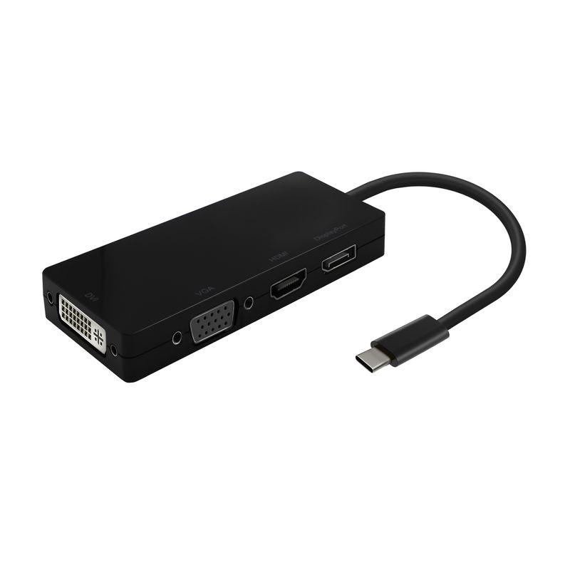 Aisens-Conversor-USB-C-a-DP-DVI-HDMI-VGA---USB-C-M-DP-H-DVI-H-HDMI-H-VGA-H---15cm---Color-Negro