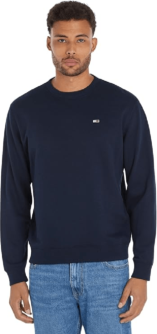 TOMMY JEANS MAGLIA FELPA FELPE UOMO TOMMY JEANS REG DM0DM20496 COTONE BLU ORIGINALE AI 2025