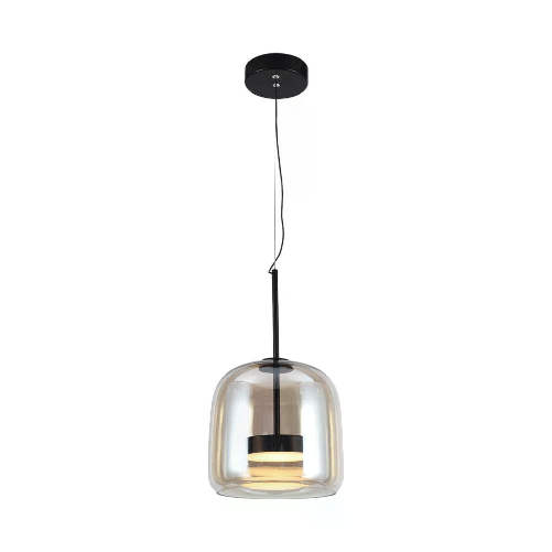 V-TAC Lampada LED a Sospensione 6W in Metallo e Vetro Colore Nero con Finiture Ambrate H1440x230mm