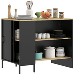 HOMCOM Isola da Cucina con Ripiani, Portacoltelli e Armadietto con Anta Scorrevole, 14.5x70x90cm, Nero