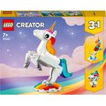 LEGO Creator 31140 Unicorno Magico con Arcobaleno, Set 3 in 1 con Animali Giocattolo Fantastici