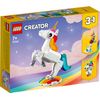 LEGO-Creator-31140-Unicorno-Magico-con-Arcobaleno-Set-3-in-1-con-Animali-Giocattolo-Fantastici-Cavalluccio-Marino-e-Pavone