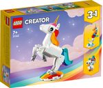 LEGO-Creator-31140-Unicorno-Magico-con-Arcobaleno-Set-3-in-1-con-Animali-Giocattolo-Fantastici-Cavalluccio-Marino-e-Pavone