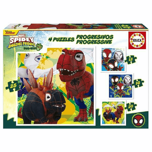 Educa Set di 4 Puzzle Educa Dino Spidey (4 Unità)