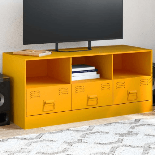 VidaXL Mobile Porta TV Giallo Senape 99x39x44 cm in Acciaio