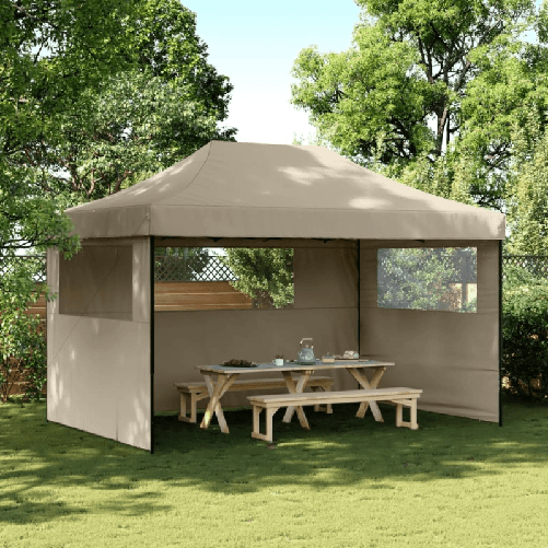 VidaXL Tendone per Feste Pieghevole Pop-Up con 3 Pareti Tortora