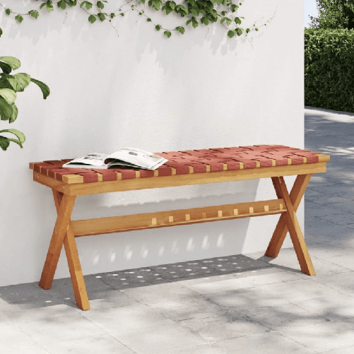 VidaXL Panca da Giardino Rosso in Legno Massello di Acacia e Tessuto