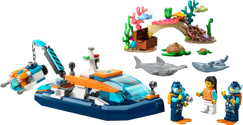 LEGO-City-60377-Batiscafo-Artico-Barca-Giocattolo-con-Mini-Sottomarino-e-Animali-Marini--Squalo-Granchio-Tartaruga-e-Manta