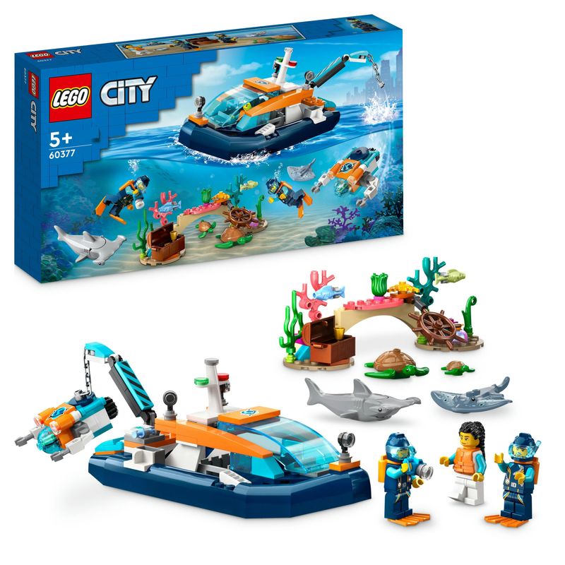 LEGO-City-60377-Batiscafo-Artico-Barca-Giocattolo-con-Mini-Sottomarino-e-Animali-Marini--Squalo-Granchio-Tartaruga-e-Manta