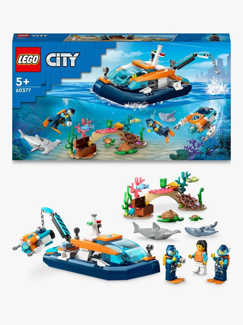 LEGO-City-60377-Batiscafo-Artico-Barca-Giocattolo-con-Mini-Sottomarino-e-Animali-Marini--Squalo-Granchio-Tartaruga-e-Manta