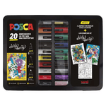 Posca Metal Case con 20 pennarelli a vernice - Colori e tratti assortiti - Punta in poliestere