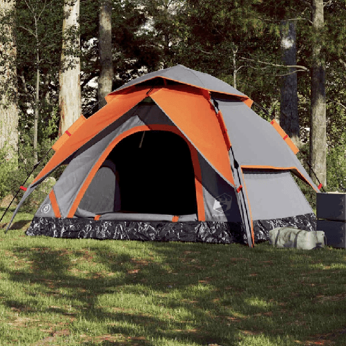 VidaXL Tenda a Cupola 5 Persone Grigio e Arancione a Rilascio Rapido