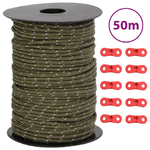VidaXL Corda Tenda con Strisce Riflettenti e Chiavi 50 m 3 mm