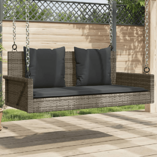 VidaXL Panchina Dondolo con Cuscini Grigia 119x56x48 cm in Polyrattan