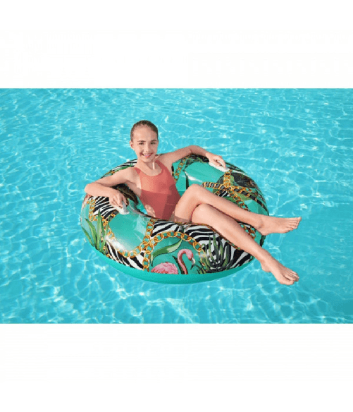 TrAdE Shop Traesio  Gonfiabile Salvagente Fantasia Floreale 114 Cm Con Maniglie Piscina Estate 36302 -