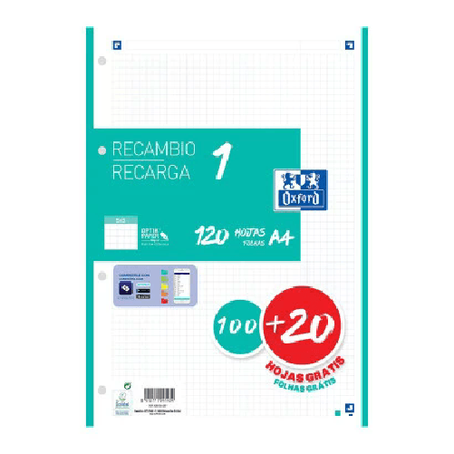 Oxford 400158057 ricambi per quaderni 210 x 297 mm (A4) 120 fogli