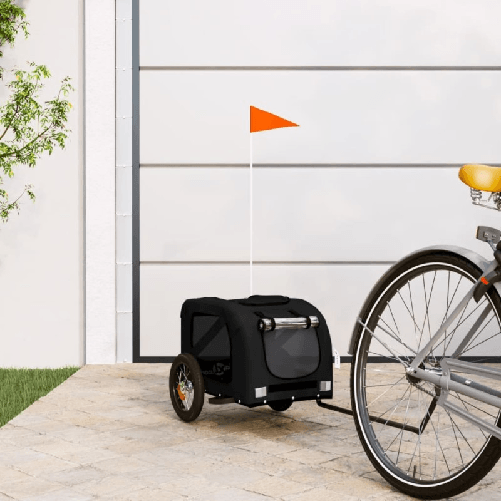 VidaXL Rimorchio da Bici per Cani Nero in Tessuto Oxford e Ferro