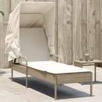 VidaXL Lettino Prendisole con Baldacchino Beige in Polyrattan