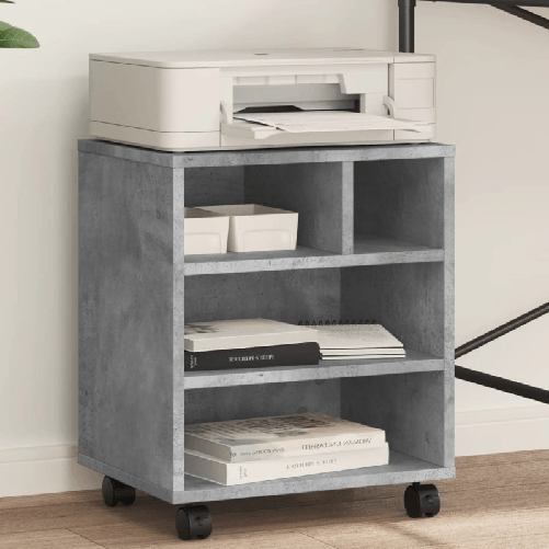 VidaXL Supporto per Stampante con Ruote Grigio Cemento 41x32x48 cm