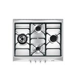 Smeg Cucina SR264XGH2 piano cottura Nero, Argento Da incasso 60 cm Gas 4 Fornello(i)