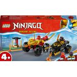 LEGO NINJAGO 71789 Battaglia su Auto e Moto di Kai e Ras, Veicoli Giocattolo con 2 Minifigure