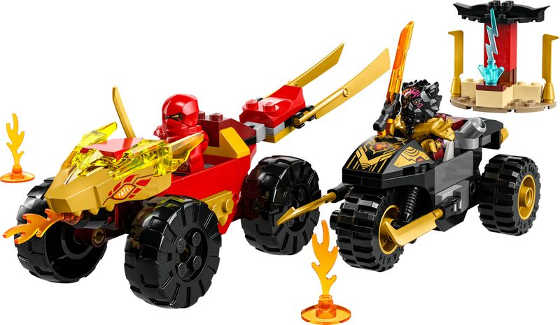 LEGO-NINJAGO-71789-Battaglia-su-Auto-e-Moto-di-Kai-e-Ras-Veicoli-Giocattolo-con-2-Minifigure-Giochi-Ninja-per-Bambini-4--Anni