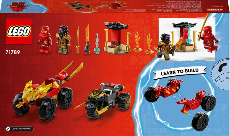 LEGO-NINJAGO-71789-Battaglia-su-Auto-e-Moto-di-Kai-e-Ras-Veicoli-Giocattolo-con-2-Minifigure-Giochi-Ninja-per-Bambini-4--Anni