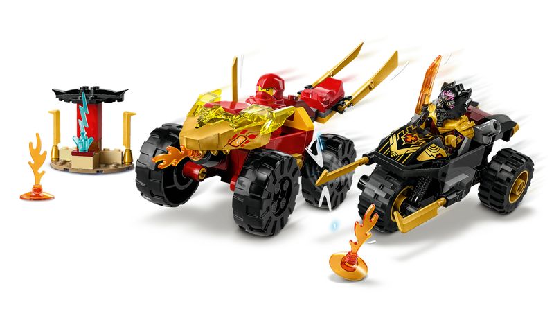 LEGO-NINJAGO-71789-Battaglia-su-Auto-e-Moto-di-Kai-e-Ras-Veicoli-Giocattolo-con-2-Minifigure-Giochi-Ninja-per-Bambini-4--Anni