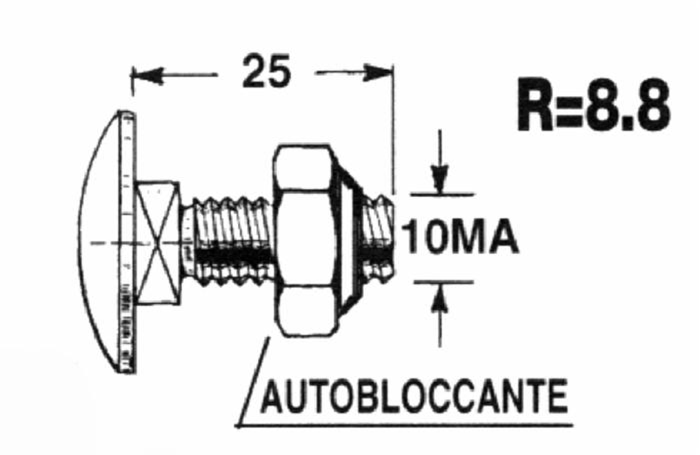 Ama Bullone M10x25 per coltello miscelatore confezione da 30 pezzi