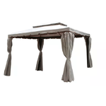 Garden Gazebo da Giardino 3x4 Alluminio Avorio con Tende e Zanzariere
