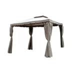 Garden Gazebo da Giardino 3x3 Alluminio Avorio con Tende e Zanzariere