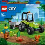 LEGO 60390 City Trattore del Parco con Rimorchio Giocattolo, Giochi per Bambini dai 5 Anni in su con Minifigure